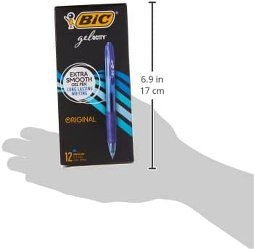 Gelocity Original Blue Gel Pens, Medium Point (0.7Mm), 12-Count Pack, Retractable Gel Pens with Comfortable Grip