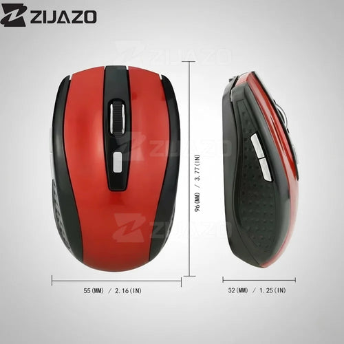 2.4G USB Red Optical Wireless Mouse 6D for Computer Laptop Gaming Mice Ergonomically-Designed Wireless Mouse