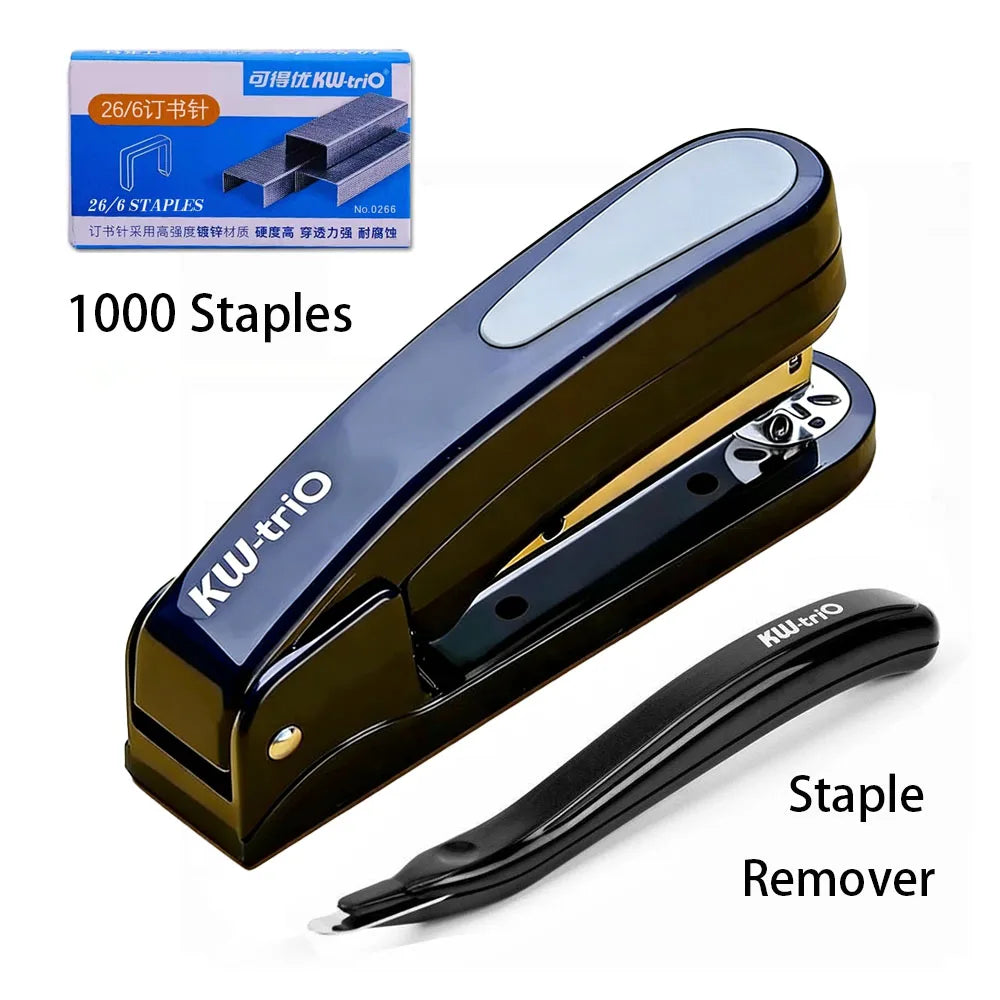 KW-TRIO 360 Degree Rotary Stapler Multifunctional Heavy Duty Stapler Thickened Effortless Long Stapler Office Binding Tools
