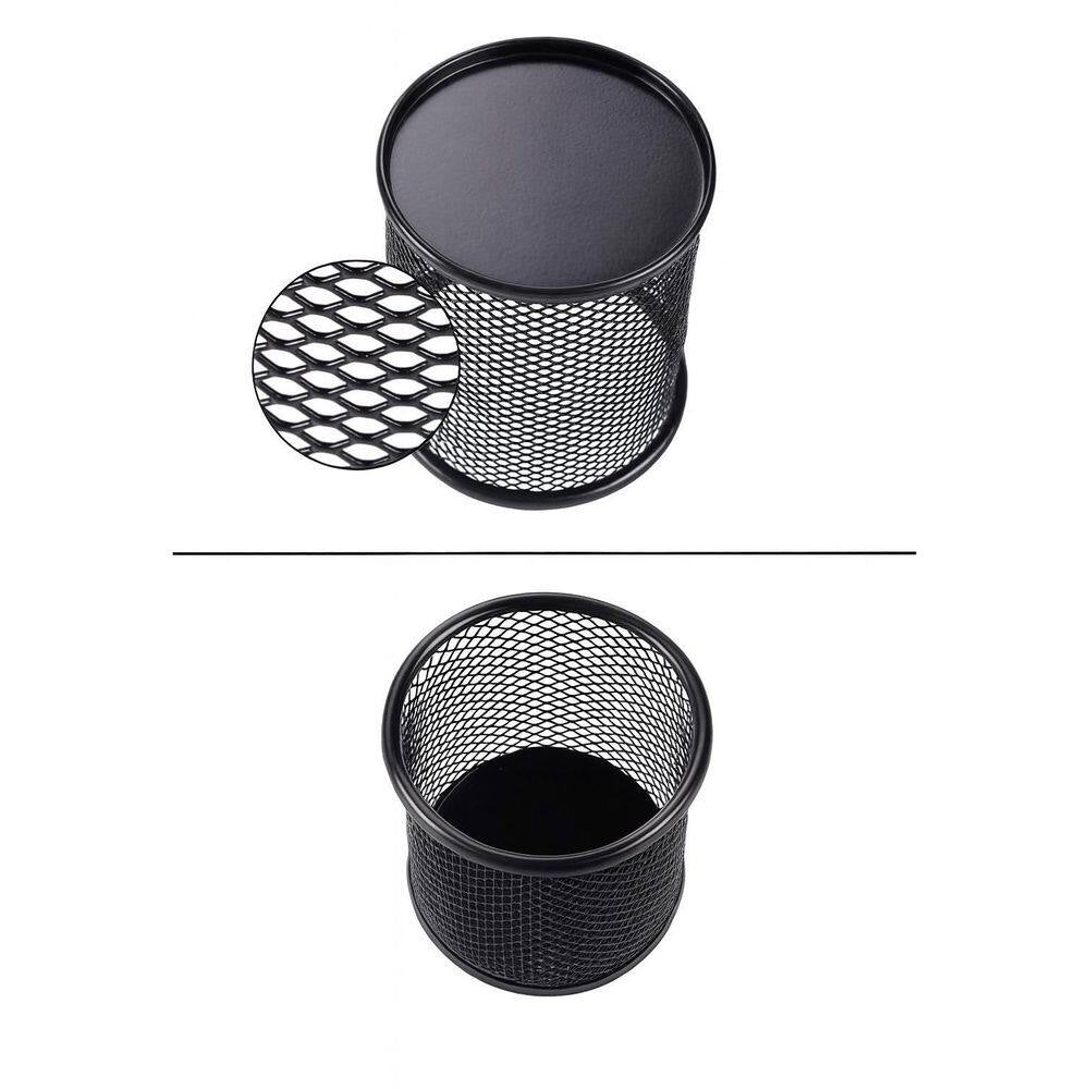2-Pack Black Metal Pen Holder Organizer Pencil Cup Non-Slip Base Office Supply Desk Organizer for Home Office